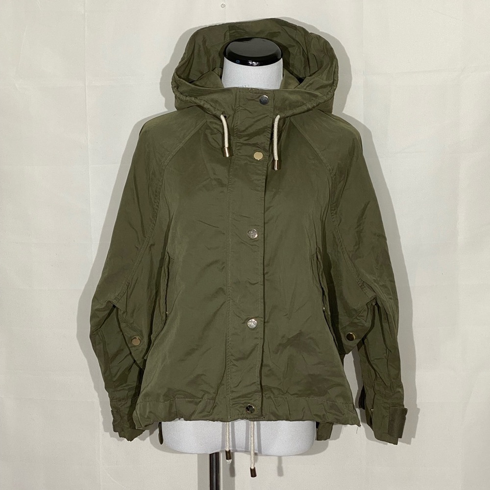 Zara army green hooded cropped jacket size XS